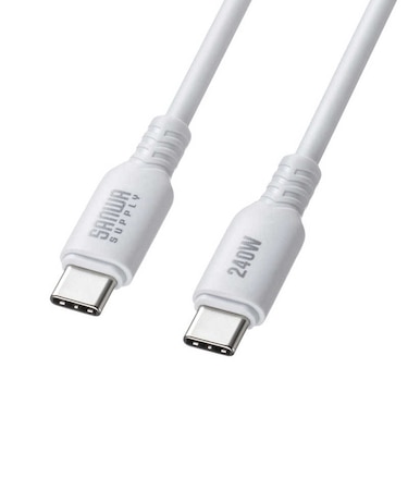 サンワサプライ　USB2.0 Type-C シリコンケーブル(PD240W・0.5m・ホワイト) KUCCPES05W