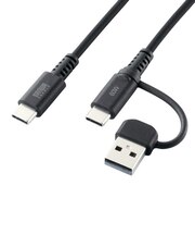 サンワサプライ USB2.0Type-Cケーブル(CtoA変換アダプタ付き・PD60W・ブラック) KUCCP60ACC10BK