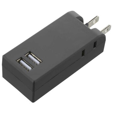 ORIGINALBASIC　USB付き電源タップ ［直挿し /2個口 /スイッチ無 /2ポート］ 黒 OBRT202AK
