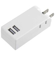 ビックアイデア　USB付き電源タップ直挿し2個口2ポート ［直挿し / 2個口 / スイッチ無 / 2ポート］ ホワイト BIMUT202A1W
