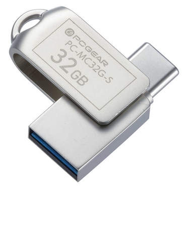 オーム電機　USBメモリー 32GB TypeC＆TypeA対応 PCGEAR ［32GB /USB TypeA＋USB TypeC /USB3.2 /回転式］ PCMC32GS
