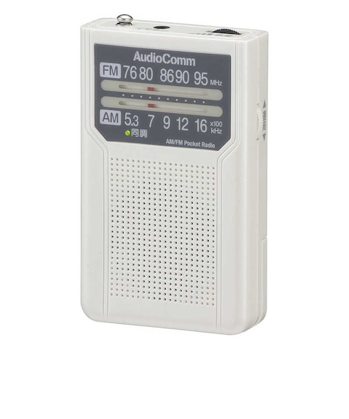 オーム電機　AM/FMポケットラジオ 電池長持ちタイプ AudioComm ホワイト ［ワイドFM対応 /AM/FM］ RADP136NW