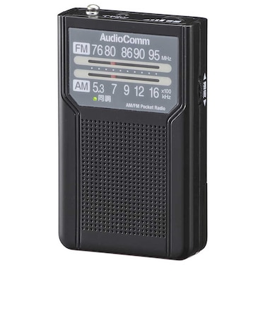 オーム電機　AM/FMポケットラジオ 電池長持ちタイプ AudioComm ブラック ［ワイドFM対応 /AM/FM］ RADP136NK