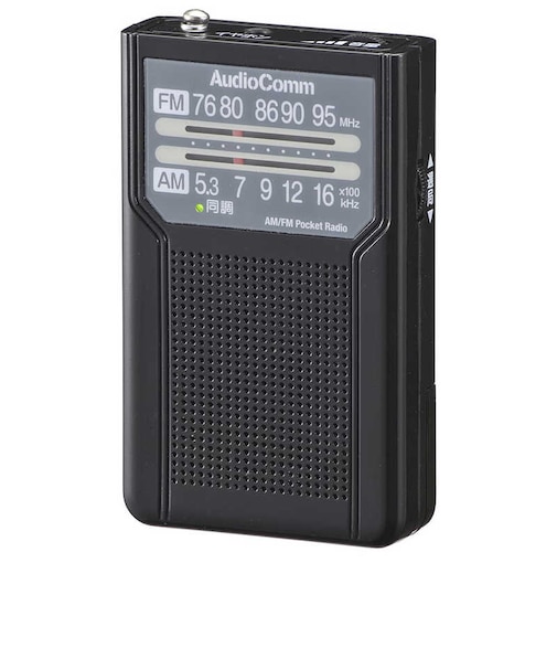 オーム電機　AM/FMポケットラジオ 電池長持ちタイプ AudioComm ブラック ［ワイドFM対応 /AM/FM］ RADP136NK