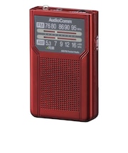 オーム電機　AM/FMポケットラジオ 電池長持ちタイプ AudioComm レッド ［ワイドFM対応 /AM/FM］ RADP136NR