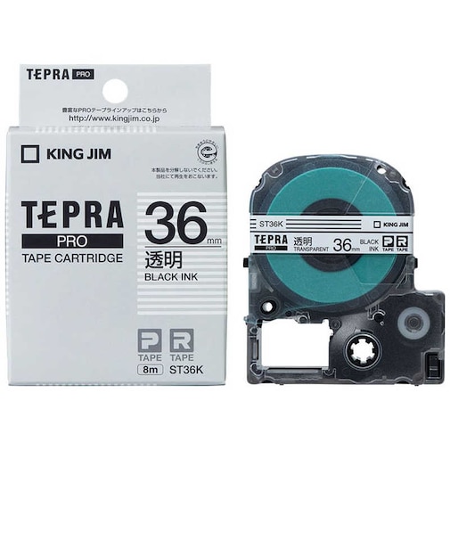 キングジム　透明ラベルテープ TEPRA(テプラ) PROシリーズ 透明 [黒文字 /36mm幅]  ST36K