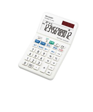 シャープ　軽減税率対応実務電卓 抗菌仕様ナイスサイズタイプ W税率対応 12桁 ELNA92X