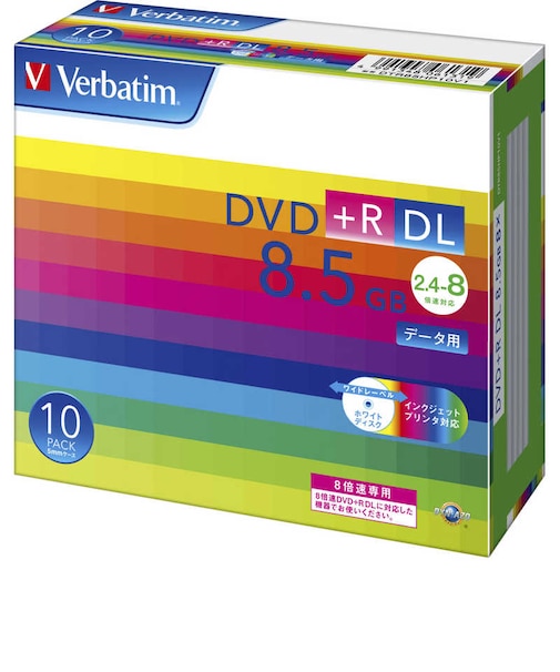 VERBATIMJAPAN　データ用DVD+R DL(2.4-8倍速/8.5GB)10枚パック DTR85HP10V1
