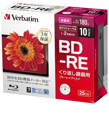 VERBATIMJAPAN　録画用 BD-RE Ver.2.1 1-2倍速 25GB 10枚 VBE130NP10D1B