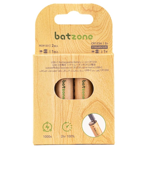 BATZONE　batzone リチウムイオン充電池 CR123(2本入り) Type-Cケーブル付 P2-LICR123A-2100C-2