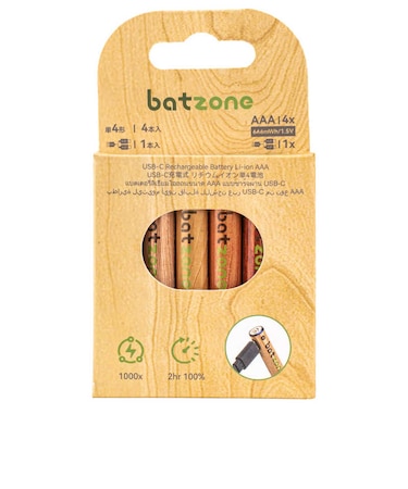 BATZONE　batzone リチウムイオン電池 単4(4本入り) Type-Cケーブル付 P2-LI3A-666C