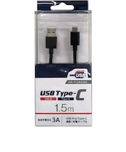 オズマ　【USB-IF正規認証品】1.5m［Type-C ⇔ USB-A］USB2.0/3A対応USBケーブル 充電・転送 ブラック UD3CS150K