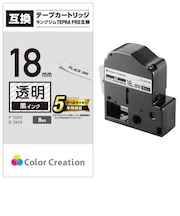 カラークリエーション　テプラ(TEPRA)PRO用互換テープ 透明 CTCKST18K