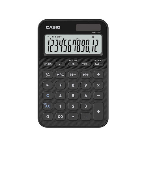 カシオ　デザイン電卓 ミニジャストタイプ［12桁］ ブラック MWC20DBKN