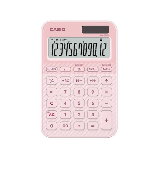 カシオ　デザイン電卓 ミニジャストタイプ［12桁］ライトピンク MWC20DLPN