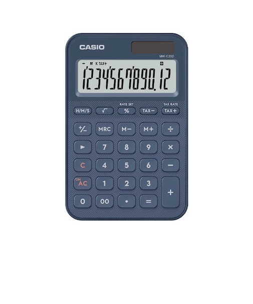 カシオ　デザイン電卓 ミニジャストタイプ［12桁］ネイビー MWC20DNYN