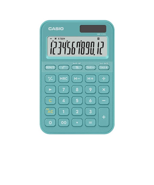 カシオ　デザイン電卓 ミニジャストタイプ［12桁］ターコイズ MWC20DTUN