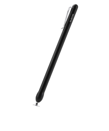 エレコム　タッチペン iPad スマホ タブレット対応 スタイラスペン 透明ディスクペン先 狙った位置が見やすい 極細・軽量 スリム クリップ付 PTPSLIMBSDBK