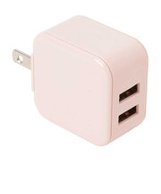 クオリティトラストジャパン 2.4A出力USB2ポート スリムタイプACアダプタ ピンク QU029PK