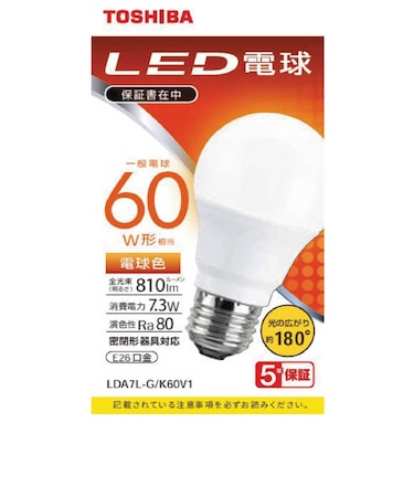 東芝　LED電球 広配光 電球色 60W形相当 LDA7LGK60V1