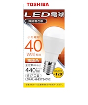 東芝　LED電球 口金E17 ミニクリプトン形 調光非対応 全光束440lm 電球色 配光角ビーム角120度 40W相当 LDA4LHE17S40V2