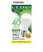 東芝　LED電球 口金E17 ミニクリプトン形 調光非対応 全光束440lm 昼白色 配光角ビーム角120度 40W相当 LDA4NHE17S40V2