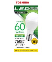 東芝 LED電球 口金E17 ミニクリプトン形 調光非対応 全光束760lm 昼白色 配光角ビーム角120度 60W相当 LDA6NHE17S60V2