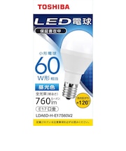 東芝　LED電球 口金E17 ミニクリプトン形 調光非対応 全光束760lm 昼光色 配光角ビーム角120度 60W相当 LDA6DHE17S60V2