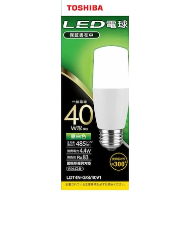 東芝　LED電球(T形)40W相当 昼白色 口金E26 LDT4NGS40V1