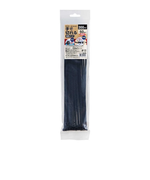 ELPA　手で切れる結束耐候 300mm 結束バンド KBK300050BK
