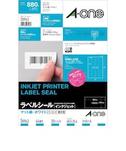 エーワン ラベルシール「インクジェット」 マット紙 44面 四辺余白付 20シート(880片) 28943