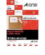 エーワン　ラベルシール｢プリンタ兼用｣ マット紙･ホワイト A4 4面 22シート(88片) 72204