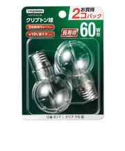 ヤザワ　省エネクリプトンランプ60W形クリア 長寿命 2個入 P351754CL2P