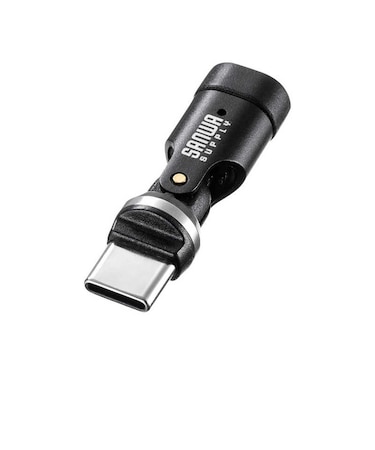 サンワサプライ　USB2.0 Type-Cアダプタ(540度回転・240W・ブラック) ADUSB34CCFBK
