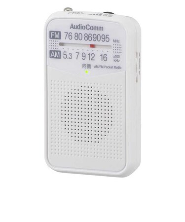 オーム電機　AM/FMポケットラジオ AudioComm ホワイト ［ワイドFM対応 /AM/FM］ RADP133NW