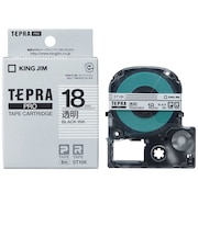 キングジム　透明ラベルテープ TEPRA(テプラ) PROシリーズ 透明 [黒文字 /18mm幅]  ST18