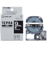 キングジム　カラーラベル(ビビッド)テープ TEPRA(テプラ) PROシリーズ 黒 [白文字 /9mm幅]  SD9K