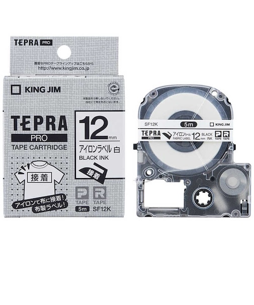キングジム　アイロンラベルテープ TEPRA(テプラ) PROシリーズ 白 [黒文字 /12mm幅]  SF12K