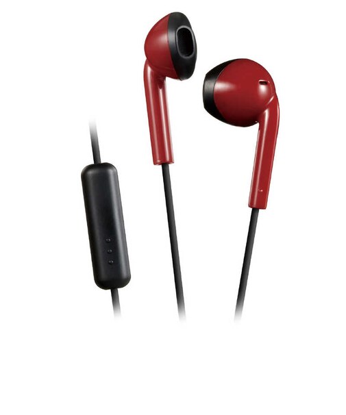 JVC　有線イヤホン インナーイヤー型 [ リモコン・マイク 対応 / φ3.5mm ミニプラグ ] レッド×ブラック HAF19MRB