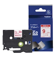 ブラザー　【純正】ピータッチ ラミネートテープ 幅9mm (赤文字/白) TZE222