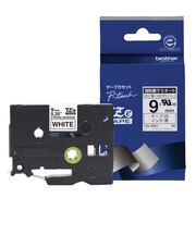 ブラザー　【純正】ピータッチ ラミネートテープ 幅9mm (黒文字/白/強粘着) TZES221
