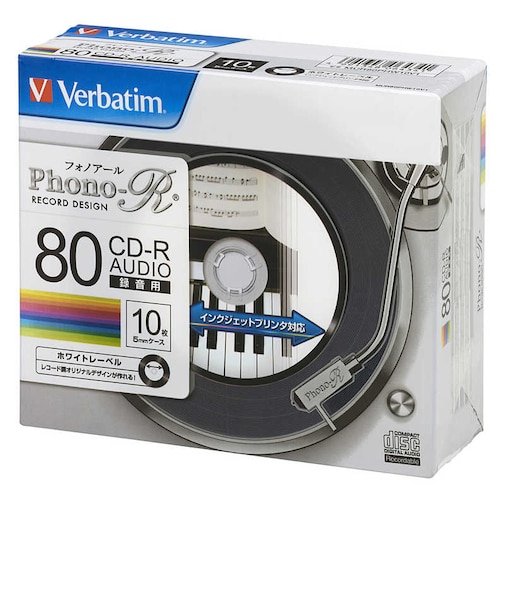 VERBATIMJAPAN　音楽用CD-R 80分 10枚 インクジェットプリンタ対応  MUR80PHW10V1