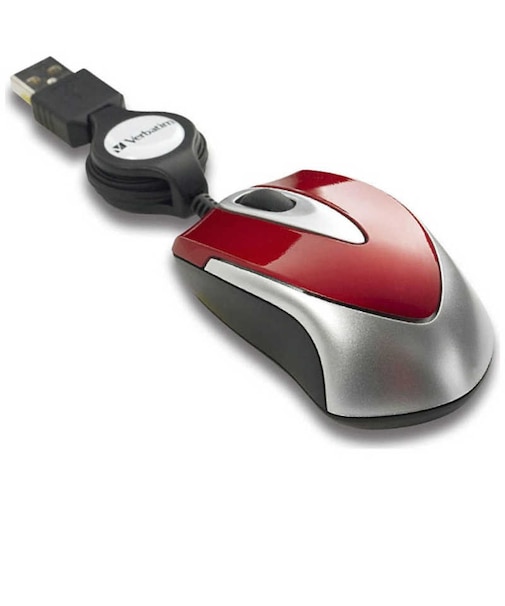 VERBATIMJAPAN　マウス 巻き取り式 [光学式 /有線 /3ボタン /USB] レッド MUSTORV3