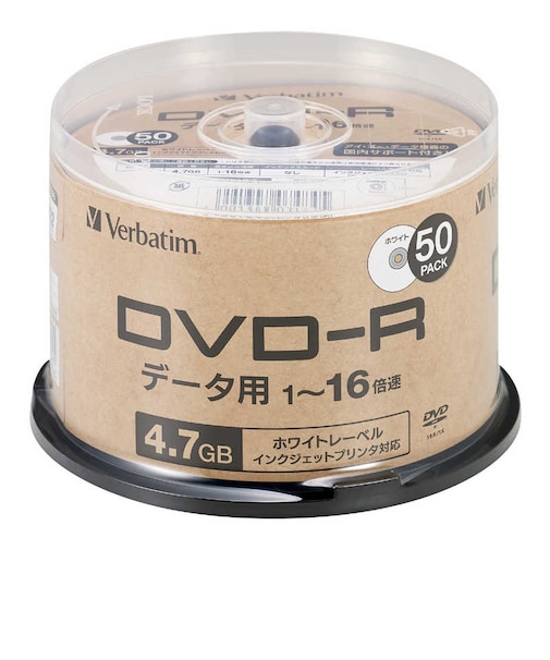 VERBATIMJAPAN　データ用DVD-R 4.7GB 1-16倍速 50枚 スピンドル DHR47JP50SV1B