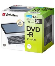 VERBATIMJAPAN 1~16倍速対応 データ用DVD-Rメディア (4.7GB・20枚) DHR47JP20D1B
