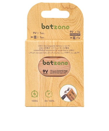 BATZONE　batzone リチウムイオン充電池 9V(1本入り) Type-Cケーブル付 P2-LI9V-4500C
