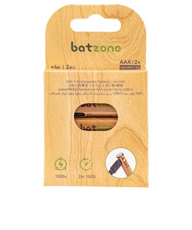 BATZONE　batzone リチウムイオン電池 単4(2本入り) Type-Cケーブルなし P2-LI3A-666C