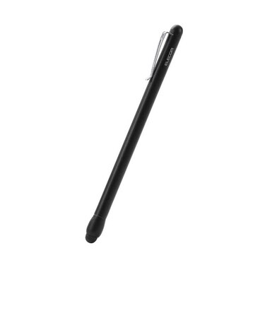 エレコム　タッチペン iPad スマホ タブレット対応 スタイラスペン シリコンペン先 極細・軽量 スリム クリップ付 PTPSLIMBSBK