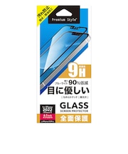PGA iPhone 17e/16e/14/13/13 Pro用 液晶全面保護ガラス Premium Style ブルーライト低減 PG22KGL080FBL