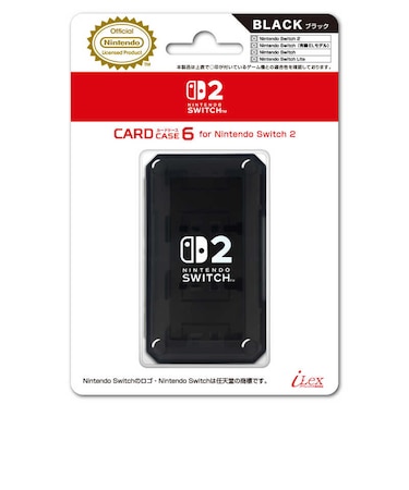アイレックス　カードケース6 for Nintendo Switch2 ブラック ILX2S393<br>★こちらの商品は人気商品のため、色違い・仕様違い等含め「一家族１台限り」でのご協力をお願いしております。